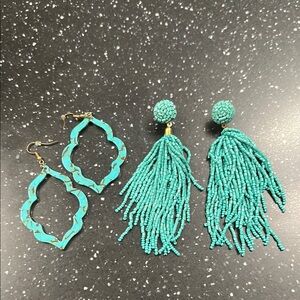 Elegant Turquoise Beaded Earrings Set
